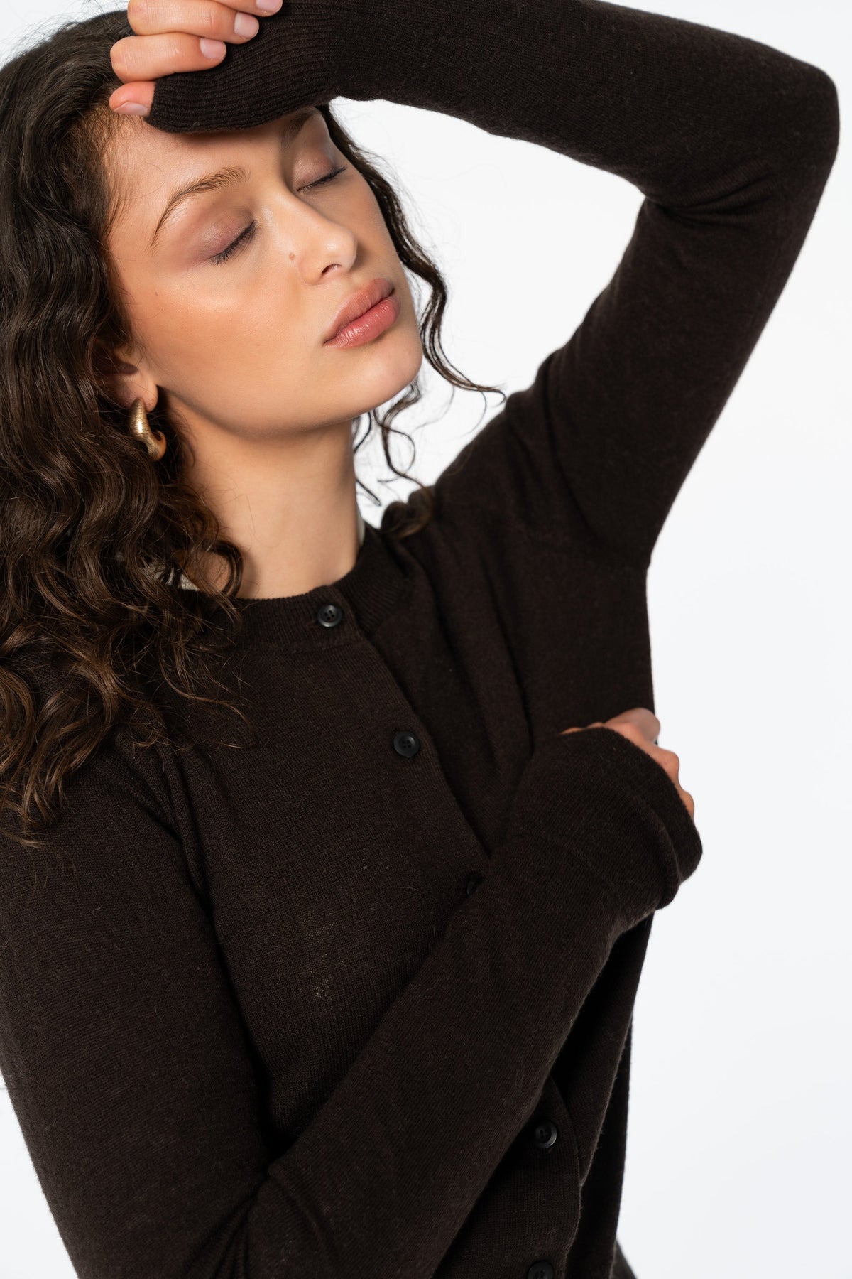 Brown merino wool cardigan sweater | Available in Chicago at Petite Protea