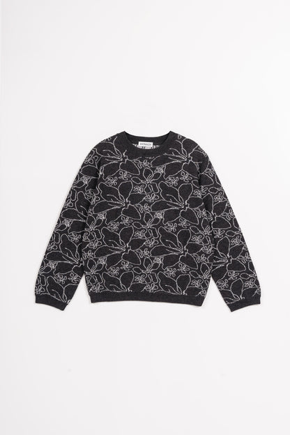 Grey floral merino wool sweater | Shop curated, ethical sweaters at Petite Protea