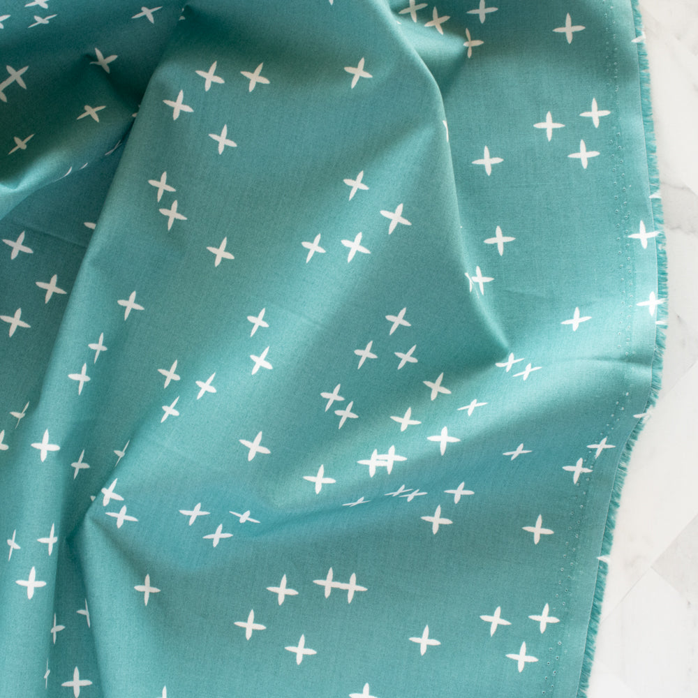 Wink Teal Fat Quarter Organic Cotton Poplin
