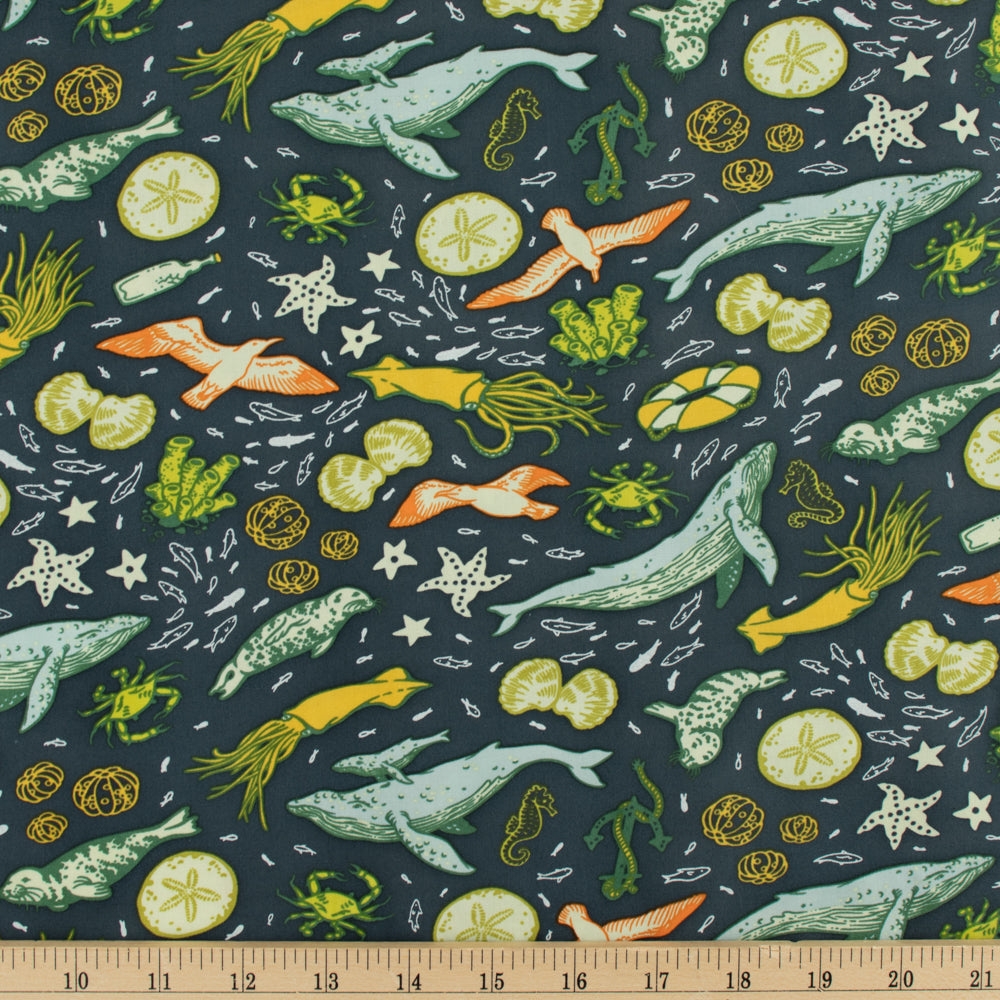 Marine Deep Blue Organic Poplin Fat Quarters