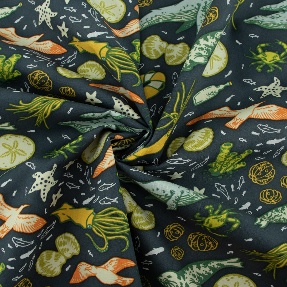 Marine Deep Blue Organic Poplin Fat Quarters
