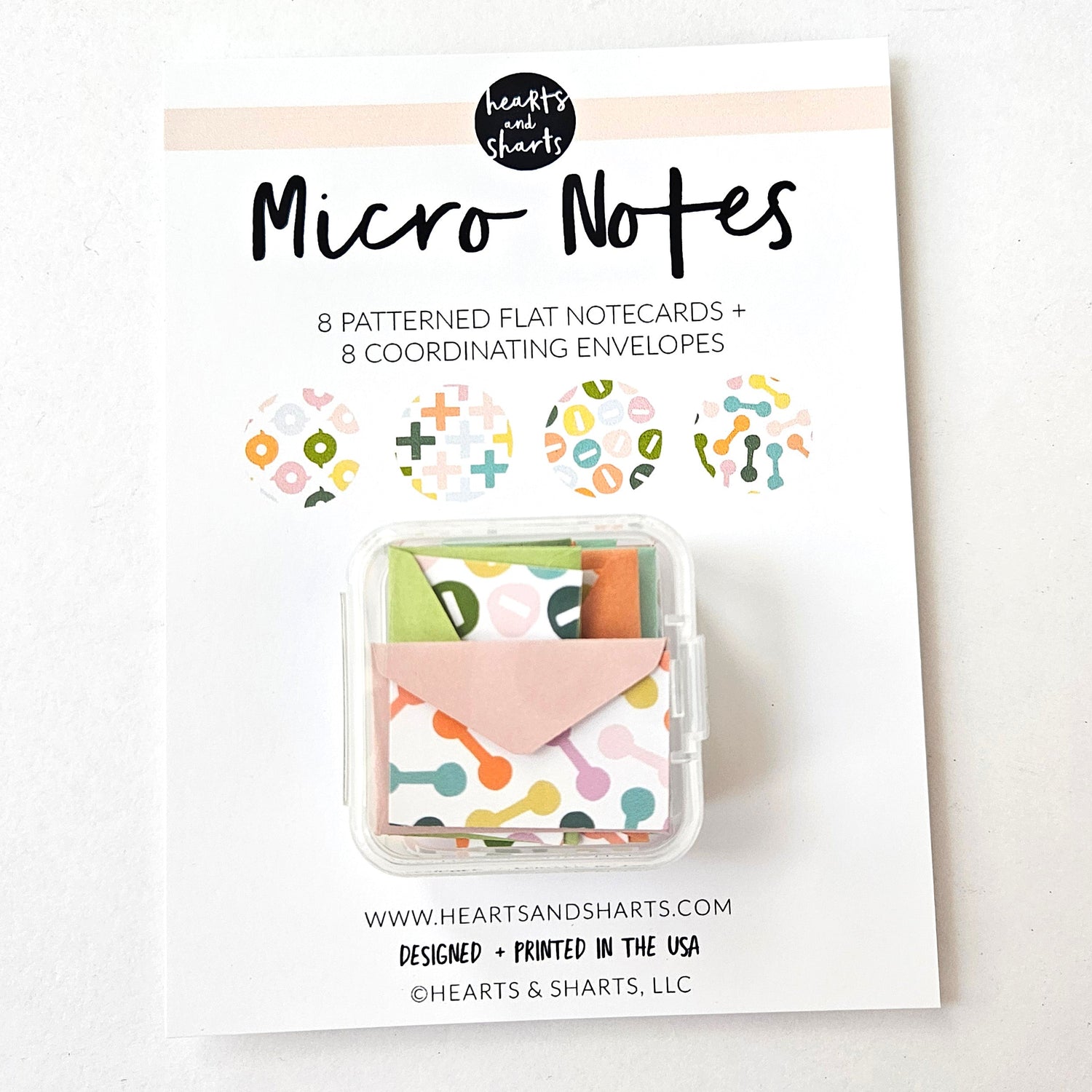 MICRO NOTES - 8 TINY NOTECARDS + 8 COORDINATING, NON-SEALING, TINY ENVELOPES