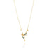 Gold flower and gemstone cluster necklace, made by artisans in portugal, flat lay, chicago ethical necklace jewelry