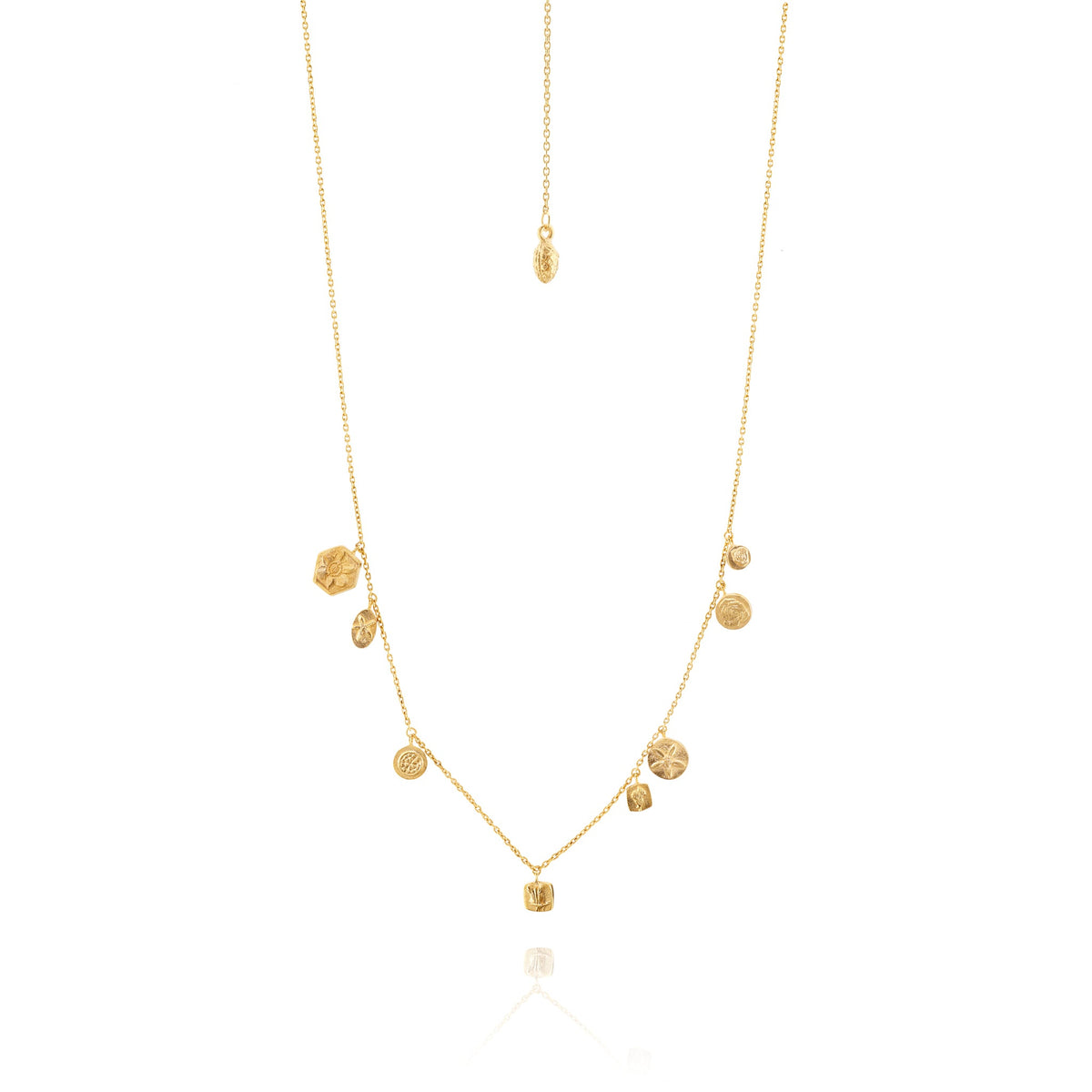 adjustable gold handmade necklace jewelry, flat lay
