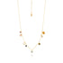 gold mixed flower and stones handmade necklace gift, flat lay, ethically made necklace chicago 