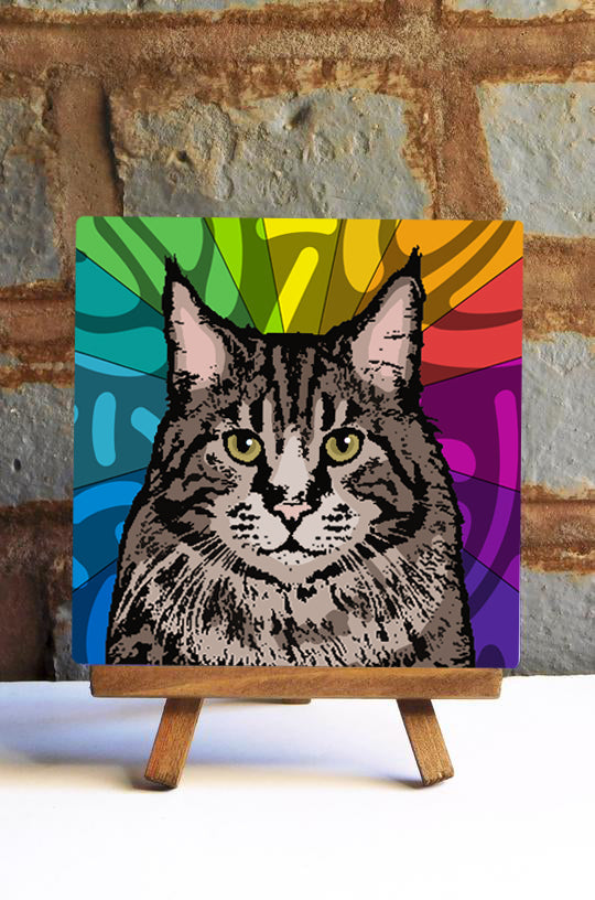 Maine Coon Cat Ceramic Art Tile