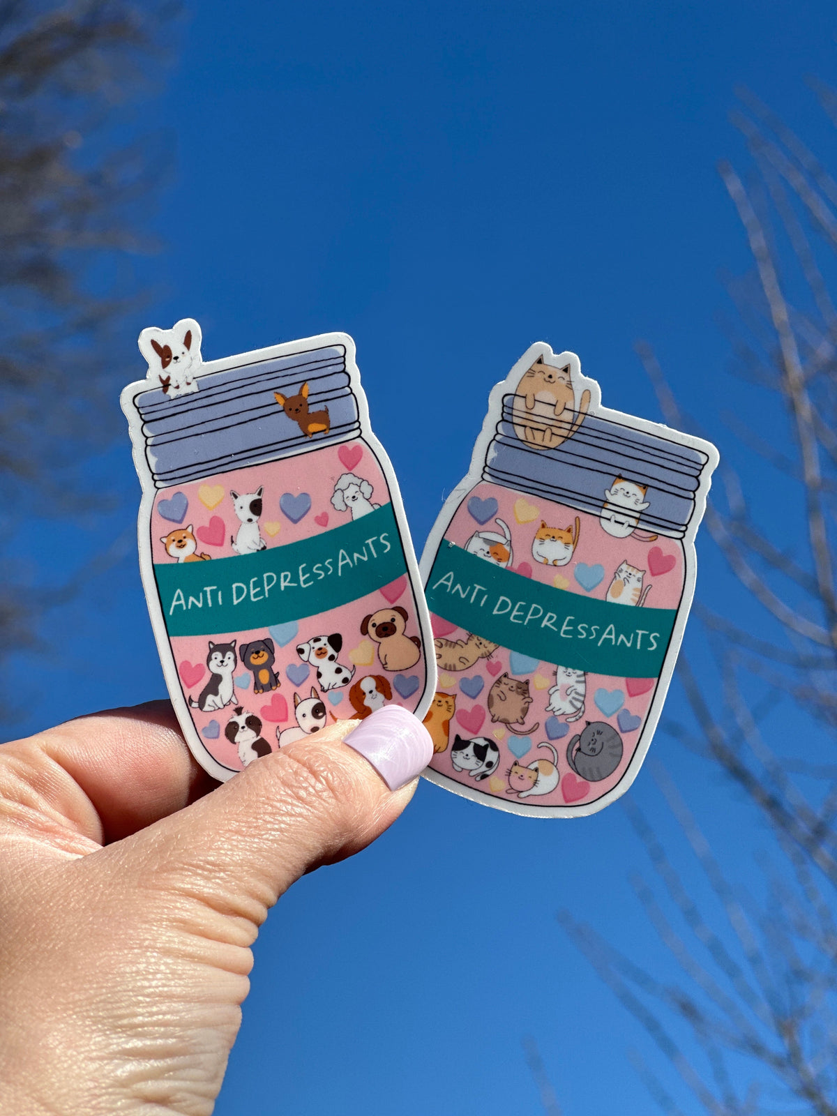 Get a dopamine rush from this adorable antidepressant cat and dog meds sticker! If you&