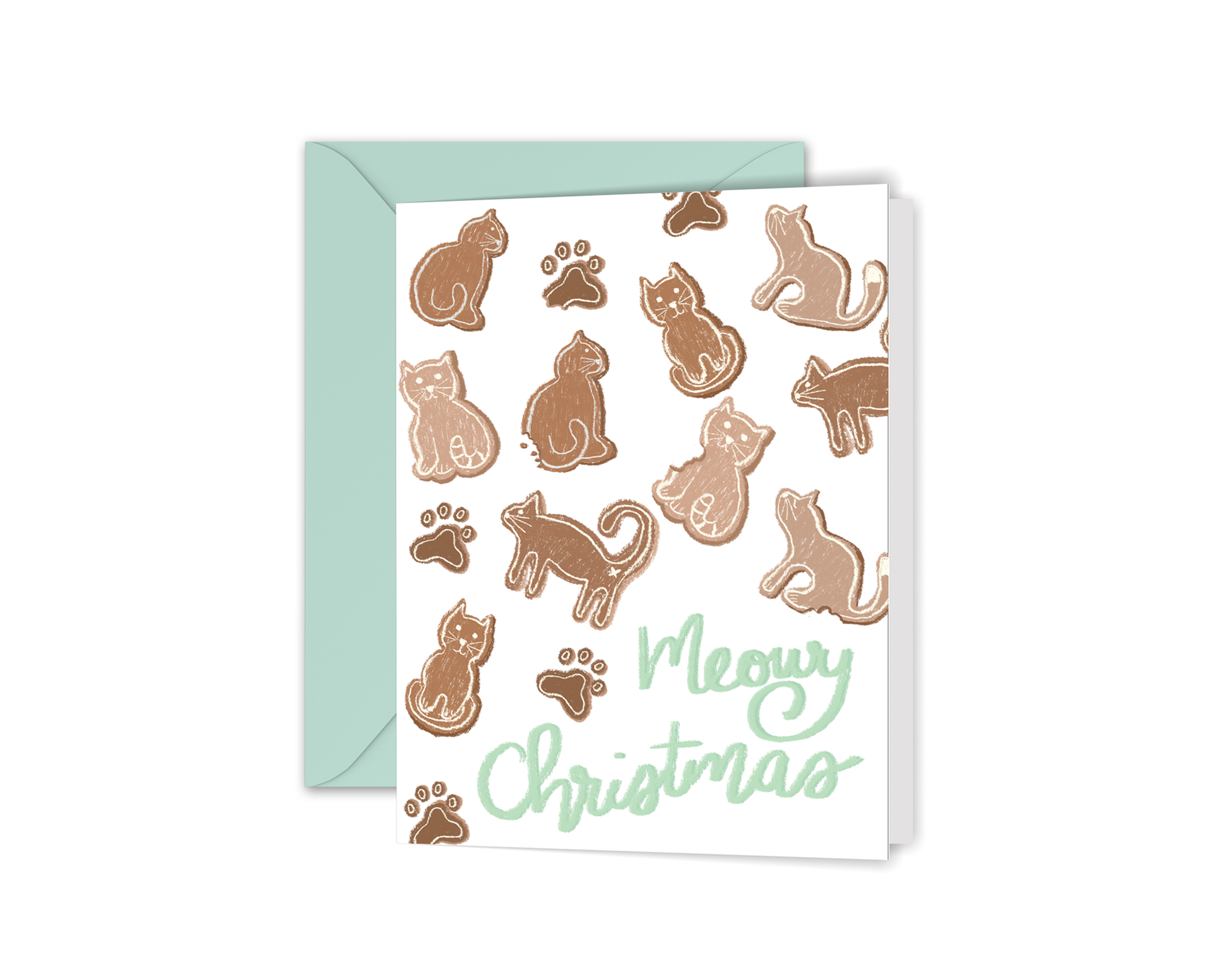 Meowy Christmas Gingerbread Cats Christmas Greeting Card