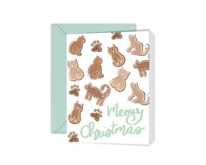 Meowy Christmas Gingerbread Cats Christmas Greeting Card
