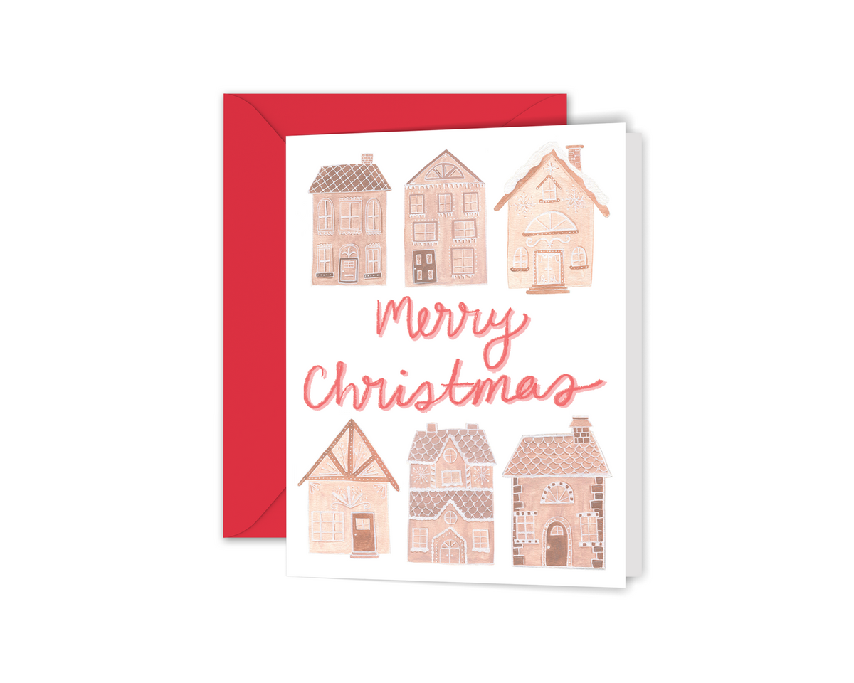 Merry Christmas Gingerbread Houses Christmas Greeting Card