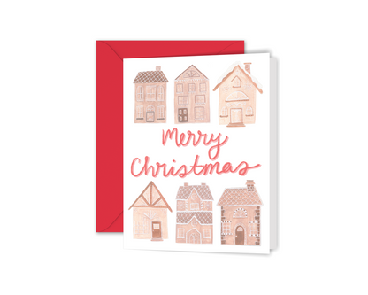 Merry Christmas Gingerbread Houses Christmas Greeting Card