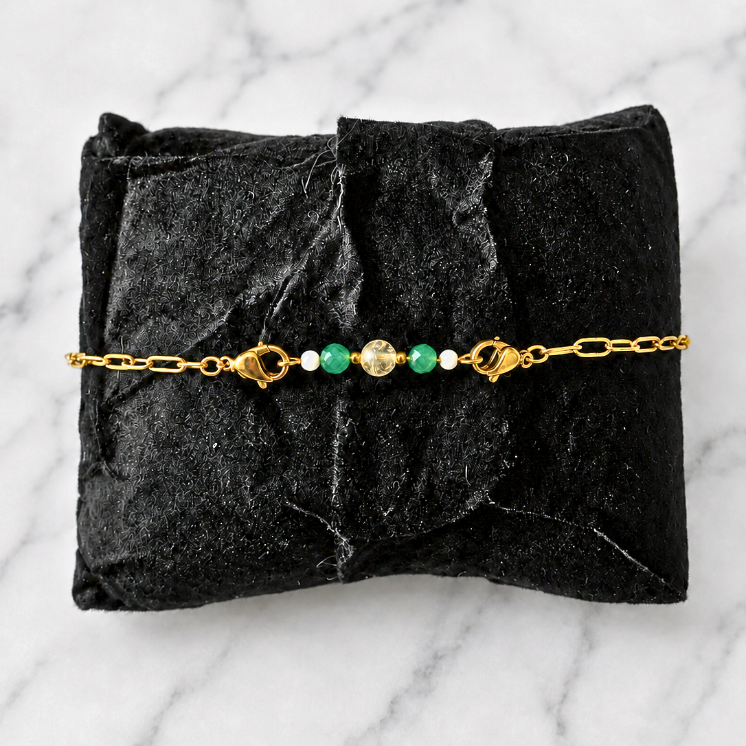 Money Interchangeable Ritual Bracelet | Handmade Citrine &amp; Green Aventurine Crystal Bracelet