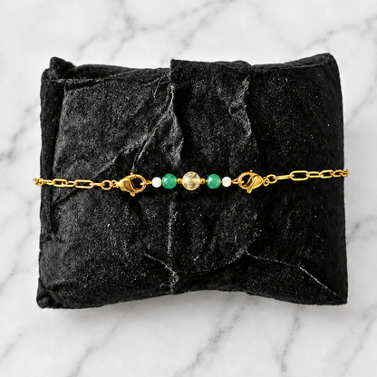 Money Interchangeable Ritual Bracelet | Handmade Citrine &amp; Green Aventurine Crystal Bracelet