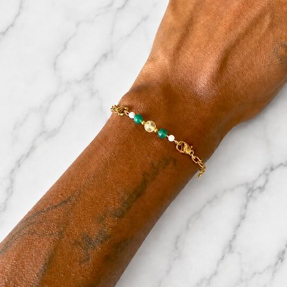 Money Interchangeable Ritual Bracelet | Handmade Citrine &amp; Green Aventurine Crystal Bracelet