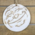 Hand-painted wooden moon face Christmas ornament featuring a celestial crescent moon with expressive facial details and whimsical design, festive holiday decor for stargazers and celestial theme lovers by Cate’s Concepts