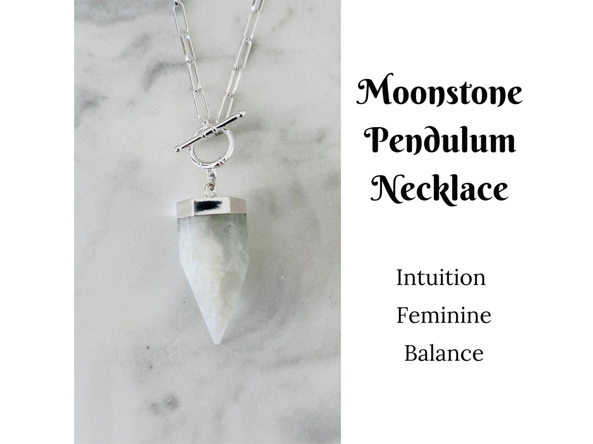 Crystal Pendulum Necklace Silver or Gold Chain