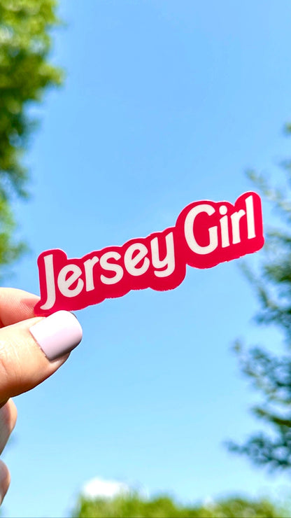 Peach Tree Design Shop pink Jersey Girl sticker in an 80s doll movie inspired