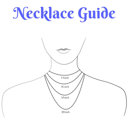 A simple necklace size guide diagram with the title &