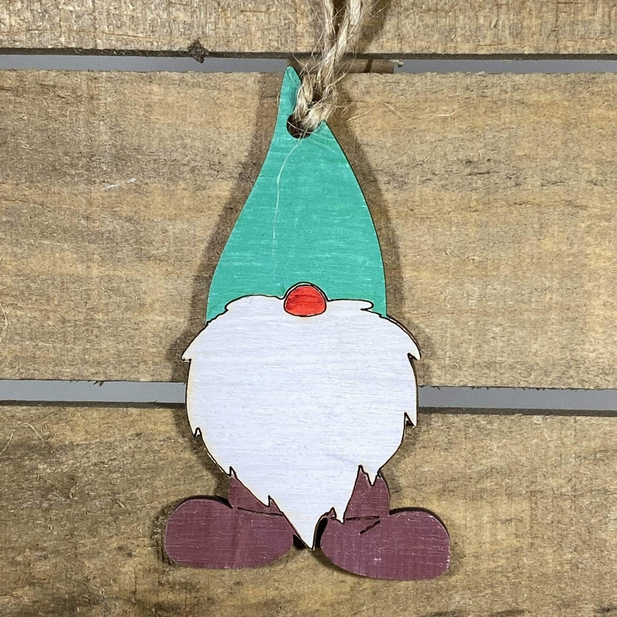 Hand-painted wooden Nordic garden gnome Christmas ornament with Scandinavian holiday design and lightweight festive decor, cozy winter tree decoration gift for gnome lovers
