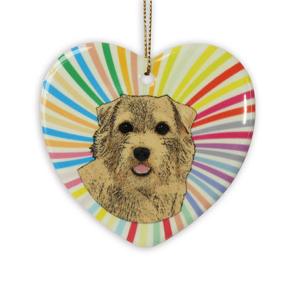 Norfolk Terrier Ceramic Heart Ornament