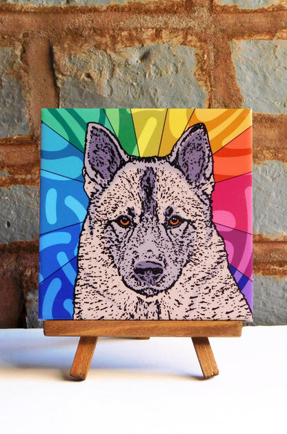 Norwegian Elkhound Ceramic Art Tile