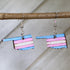 Hand-painted wooden Oklahoma trans pride dangle earrings with transgender pride color state design and hypoallergenic sterling silver hooks, lightweight LGBTQ statement jewelry earrings for Oklahoma pride and inclusive everyday style