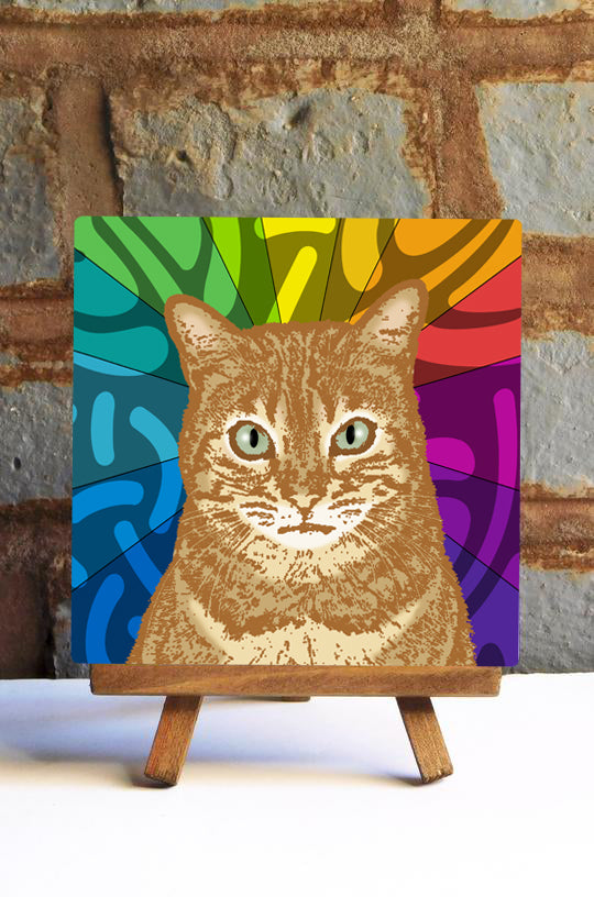 Orange Tabby Cat Ceramic Art Tile