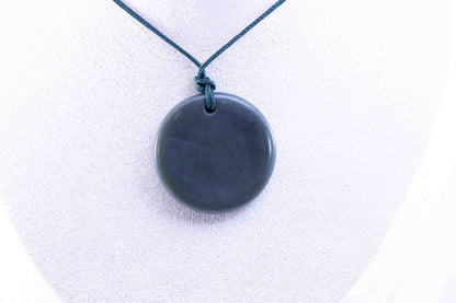 Olive Green Jade Pendant Handcarved from Wyoming Jade with Abalone Inlay on Paracord with Accent Beads (Measures 35x5mm)