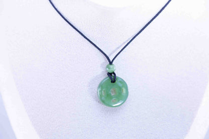 Siberian Green Jade Chinese Coin Pendant with Siberian Beads