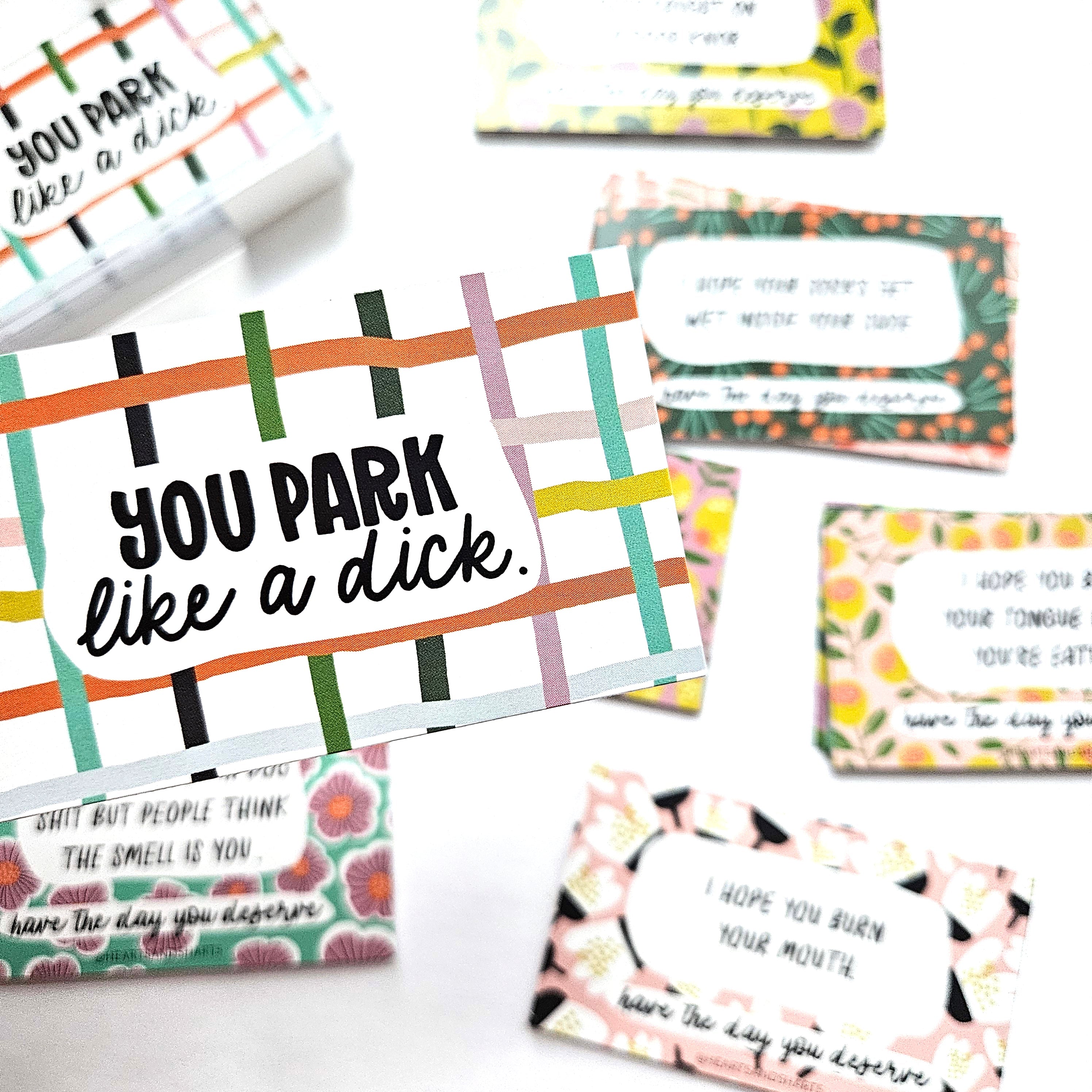 PARKING NOTES - YOU PARK LIKE A D PARKING NOTES - SET OF 30 DOUBLE-SIDED CARDS - NO AI