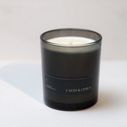 Black candle with &