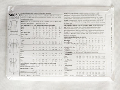 S8853 HH Size 3-6 kids dress pattern