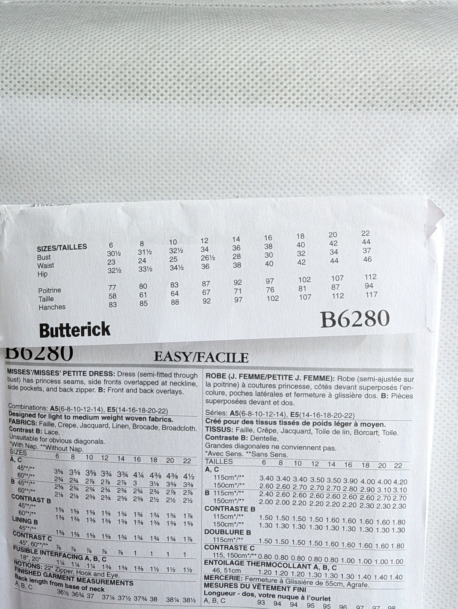 Butterick B6280 Dress Pattern