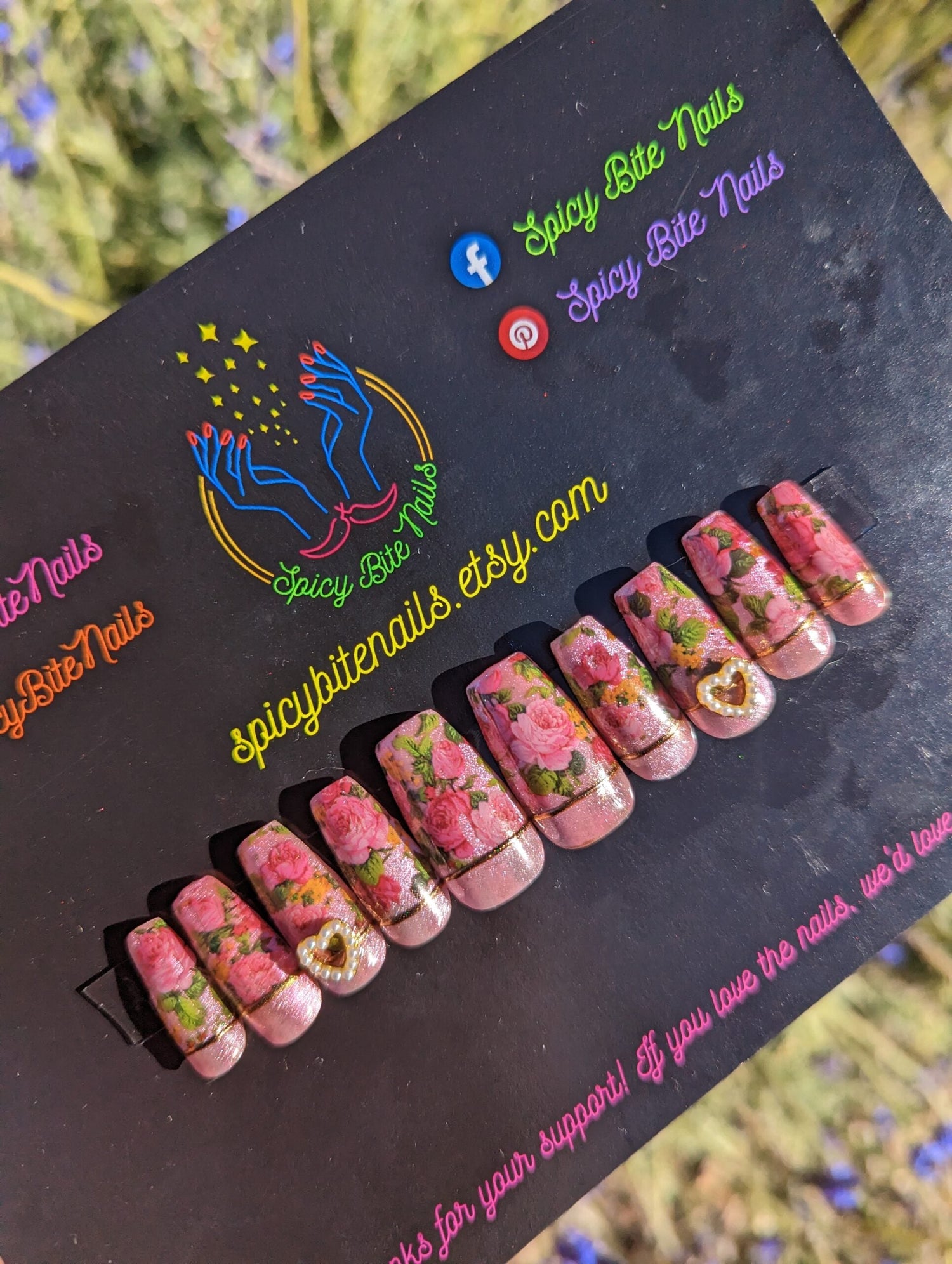 Garden Party - Pink Cat Eye Rose and Pearl Chrome Valentines Day Press-On Nail Extensions 10pcs