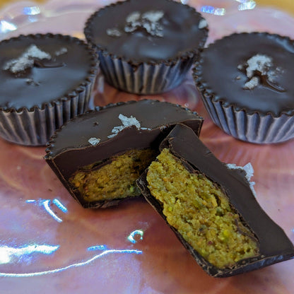 Chocolate Marzipan Cups (Pistachio &amp; Pecan Praline)