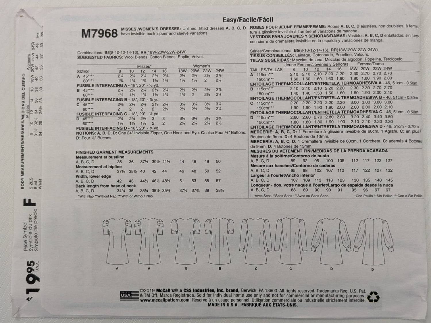 M7968 Dress size 18W-24W