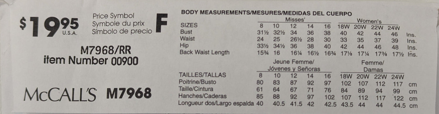 M7968 Dress size 18W-24W