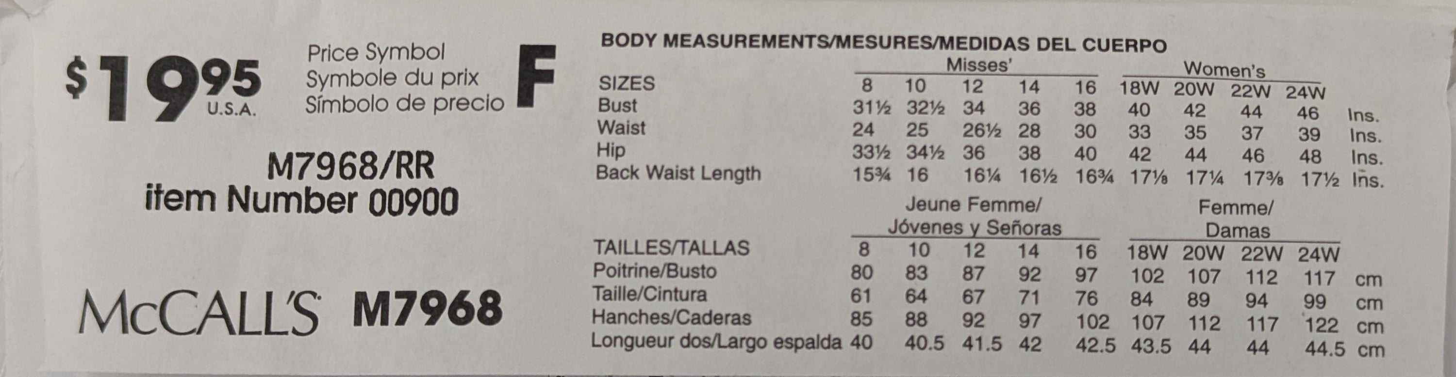 M7968 Dress size 18W-24W