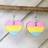 Hand-painted wooden pansexual heart dangle earrings with vibrant LGBTQ pride design and hypoallergenic sterling silver hooks, colorful equality statement jewelry for pride events and everyday expression
