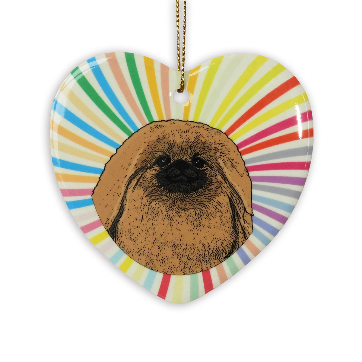 Pekingese Ceramic Heart Ornament