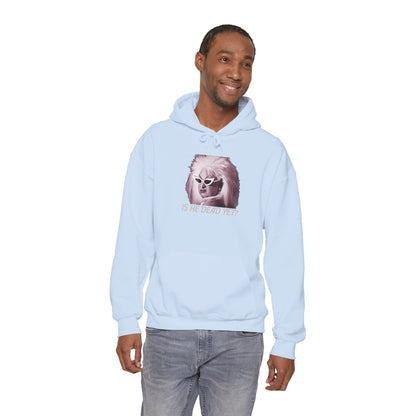 Is He Dead Yet? Divine Portrait Hoodie — Retro Drag Statement Pullover