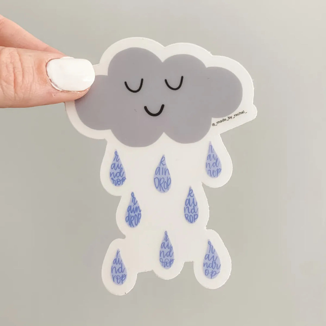 Kawaii raincloud &amp;amp; raindrops sticker