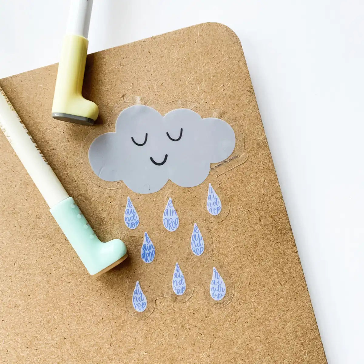 Kawaii raincloud &amp;amp; raindrops sticker