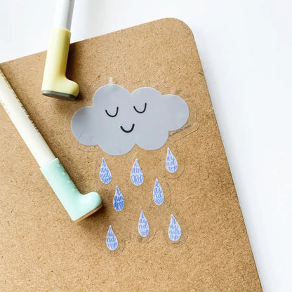 Kawaii raincloud &amp;amp; raindrops sticker