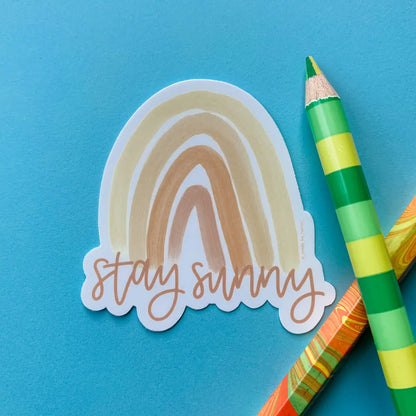Stay Sunny yellow ombre rainbow sticker