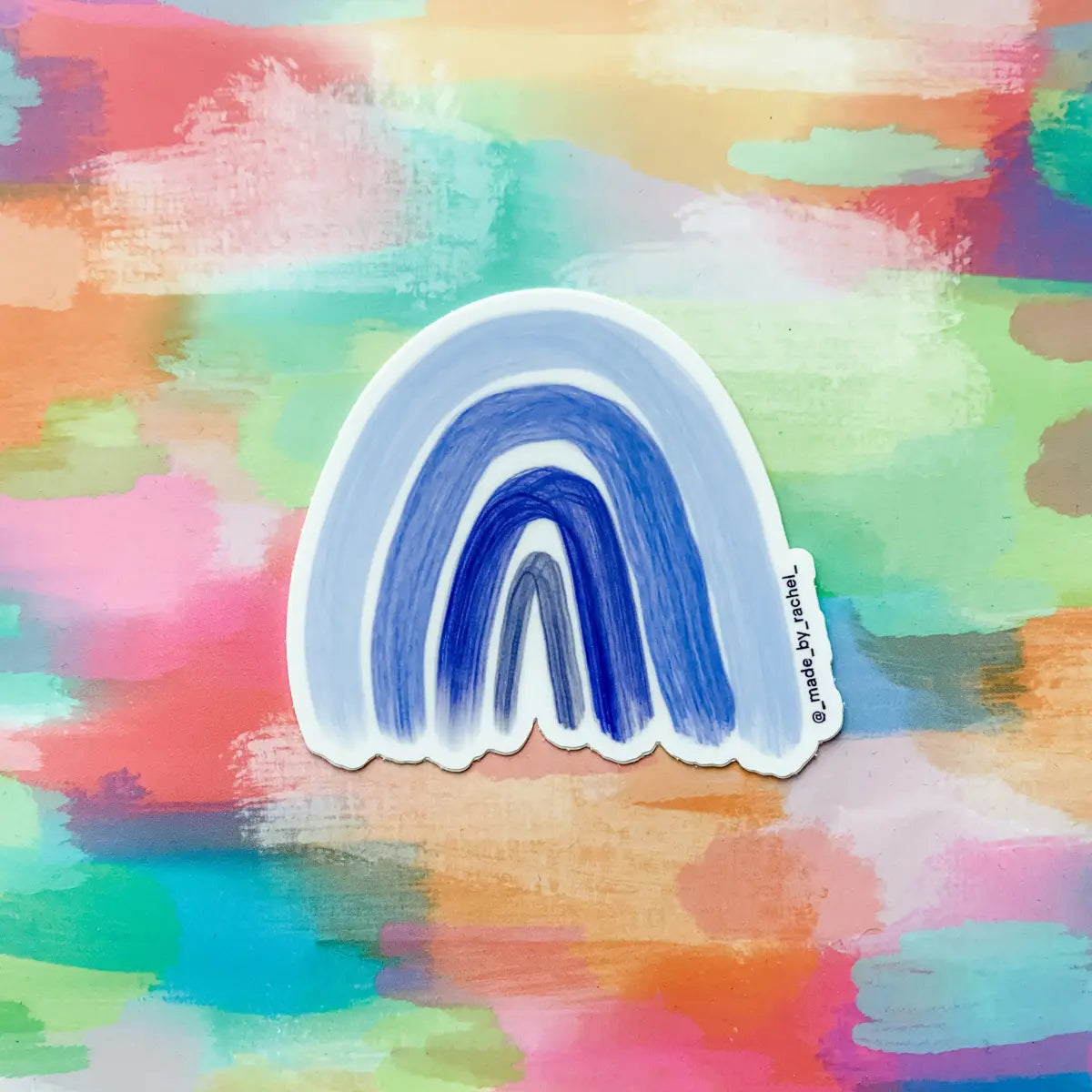 Blue ombre painterly rainbow sticker