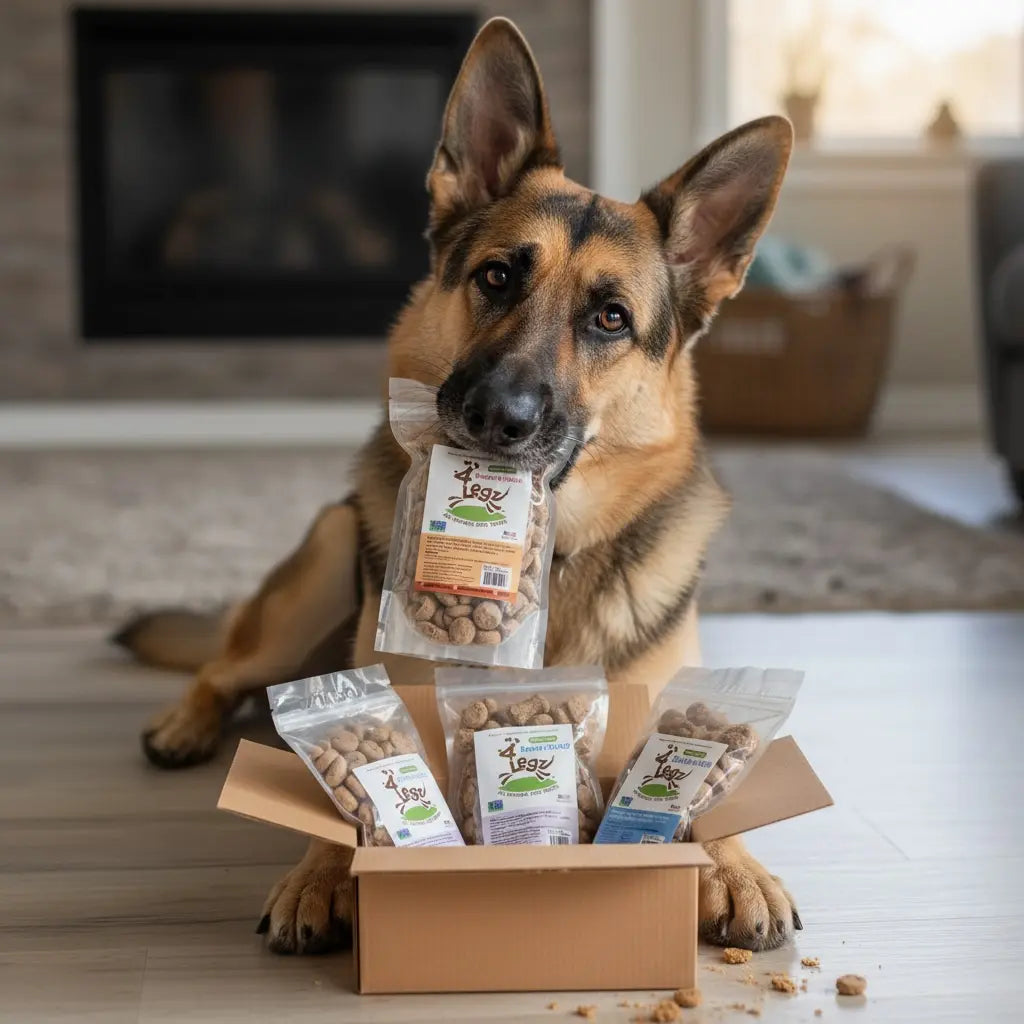 Doggy Box- with 4 pack of 1 lbs Bags Treats! - Want Monthly? FREE SHIPPING! 4Legz