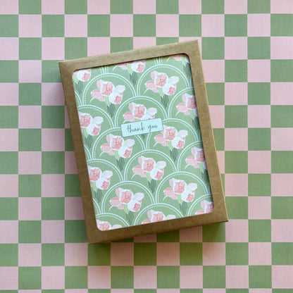 Pink Scallop Thank You Cards 8-Pack