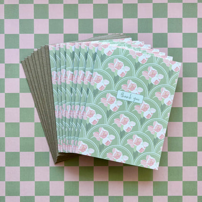Pink Scallop Thank You Cards 8-Pack