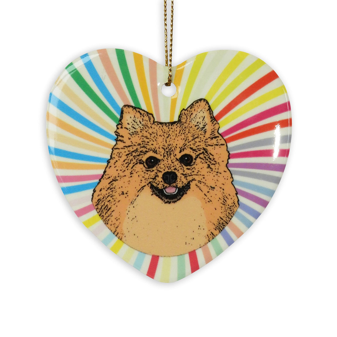 Pomeranian Red Ceramic Heart Ornament